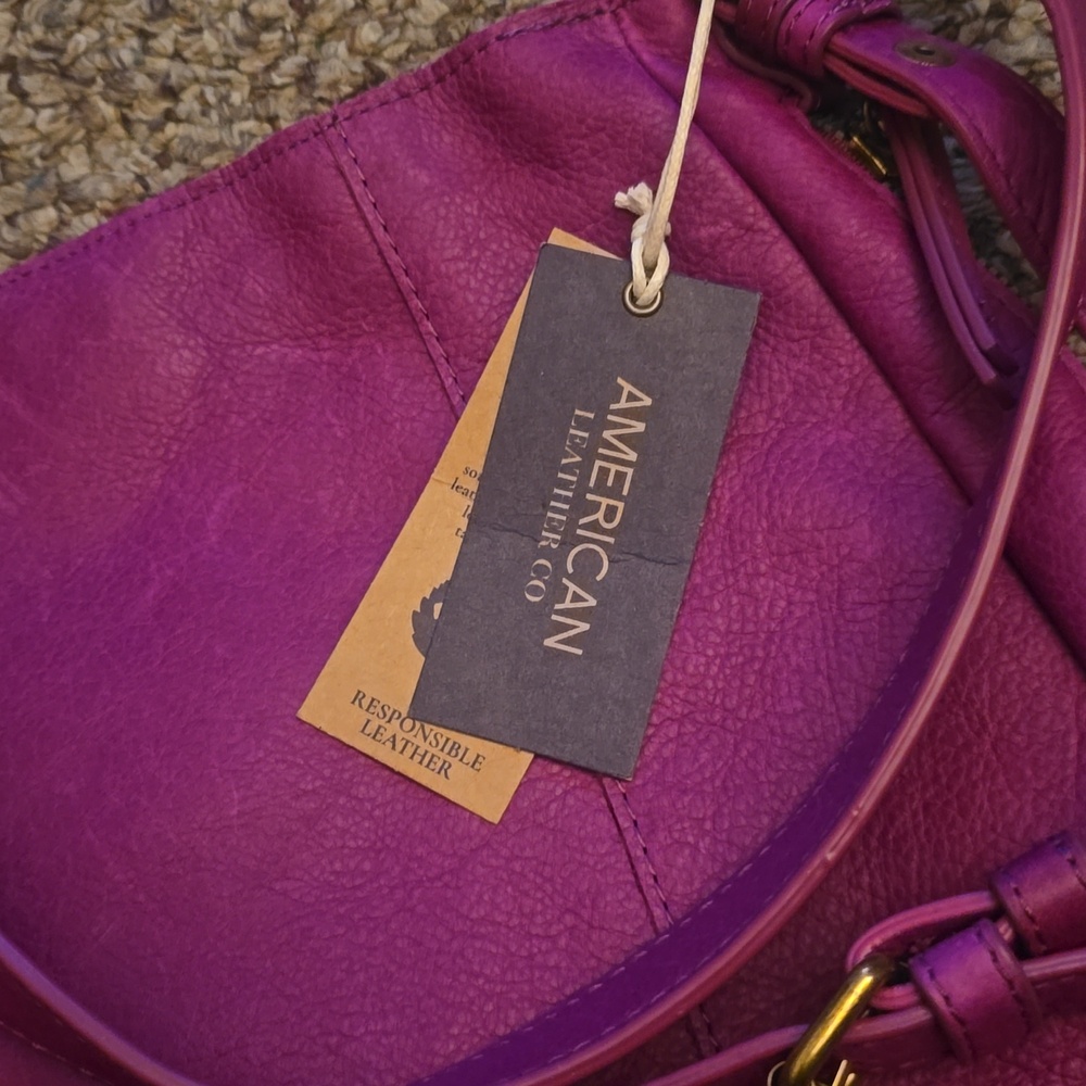 American Leather Company  Leather Crossbody Bag In Mulberry - Picture 4 of 6